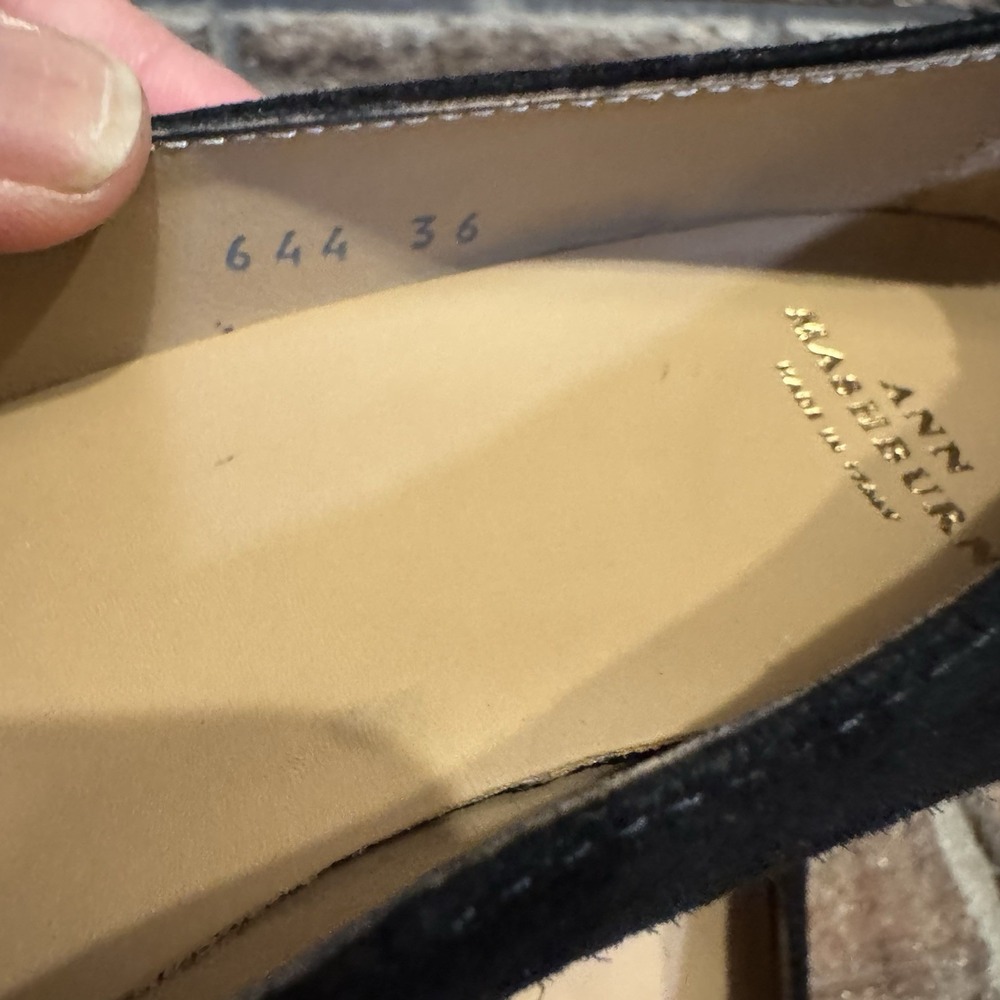 Ann Mashburn Buckle Heel Black Suede Block Made in Italy 36 US 5.5 #242 - Picture 13 of 16